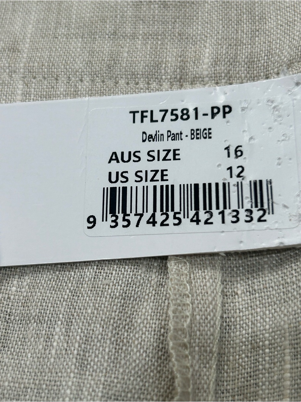 Petal & Pup Devlin Wide Leg Linen Pant Trousers NWT High Waisted Size 12 Beige - Picture 12 of 16